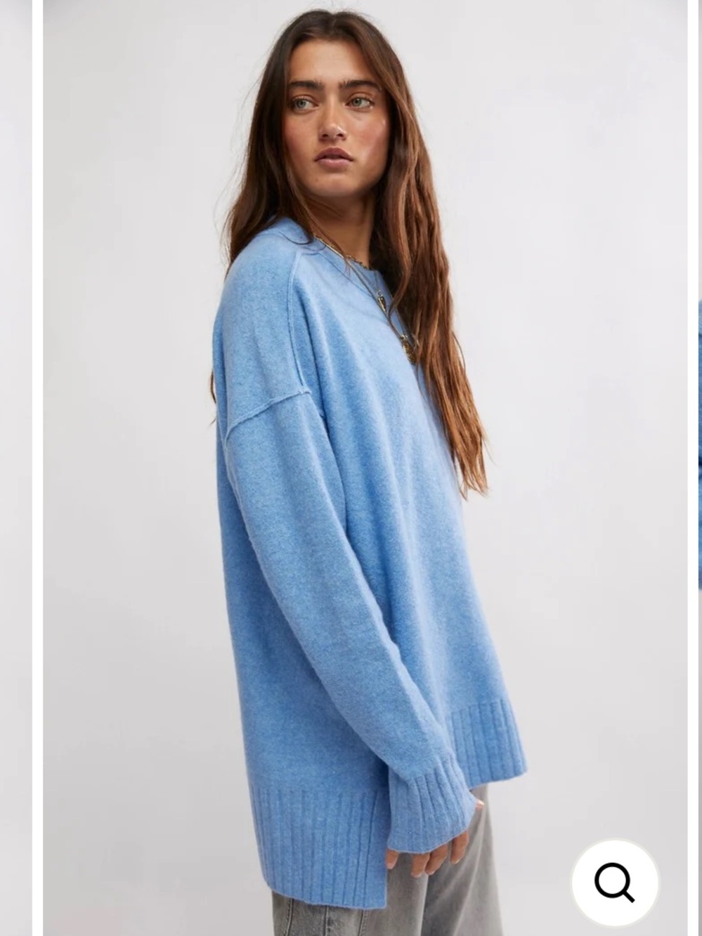 Free People Phoebe Pullover Sweater Waterfall Blue Heather size small oversized